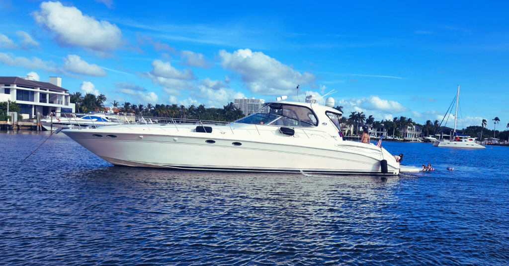enjoying the warm spring sunshine on the wide open deck space of a private motor vessel